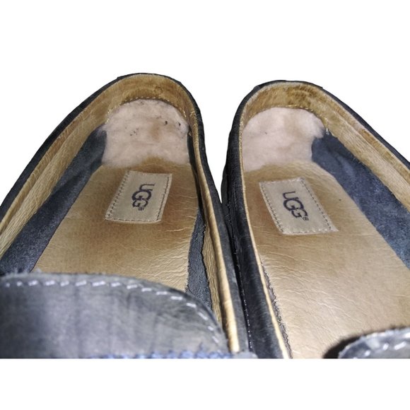 UGGS Kalee Moccasin Grey/Gray Leather Slip On Flat Shoe Size 8.5 Australian Shoe - Picture 8 of 11